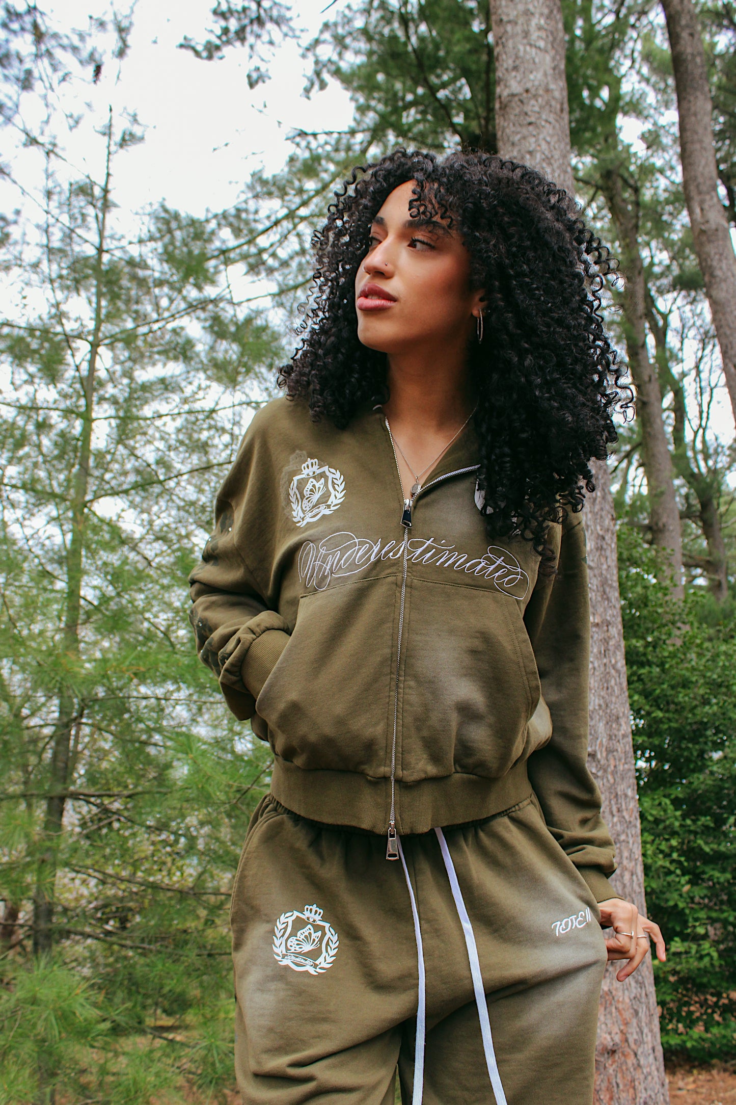 Cropped Rhinestone Zip-up Hoodie (two color-ways available)
