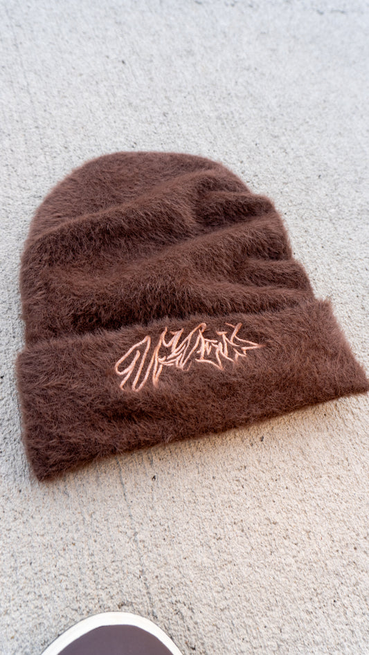 Brown Graffiti Mohair Beanie